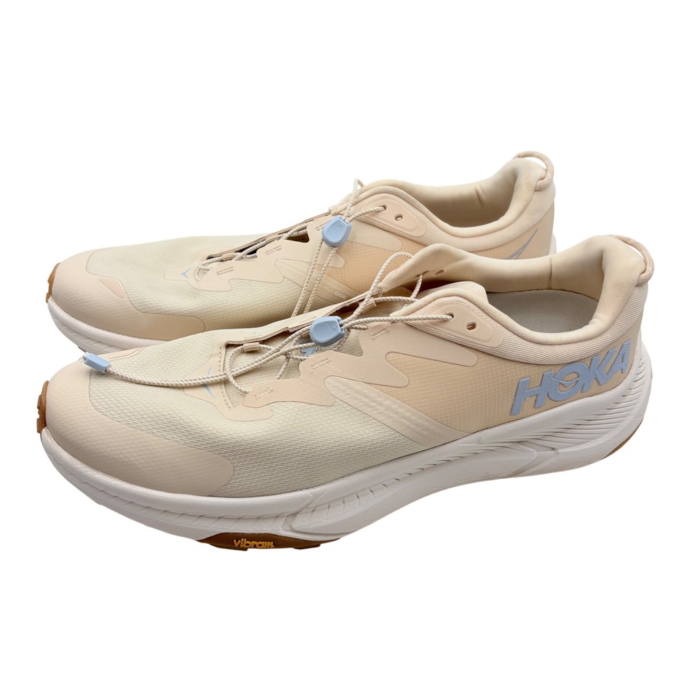 Hoka‎ Transport Running Hiking Sneakers Mens 14D Cream Tan Vibram Cordura Toggle